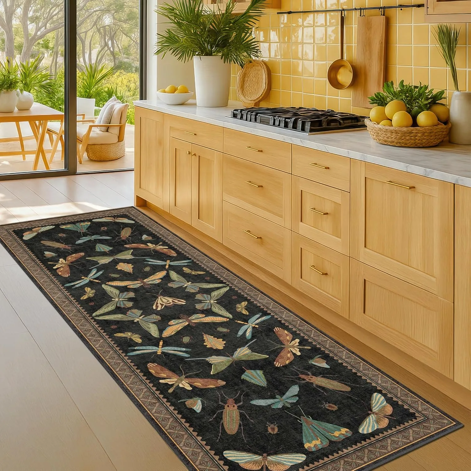 

Kitchen Floor Mat Runner Rug Hallway Non-slip Long Carpet Home Decor Insect Print Unique Bohemian Carpets Laundry Room Foot Mats