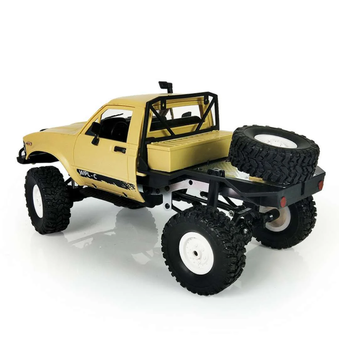 XKS WPL C14 1/1 على الطرق الوعرة RC شبه شاحنة 4WD 2.4G 2CH 15km/h هيكل معدني إطارات TPR لعبة شاحنة التحكم عن بعد هدية للبنين والأطفال