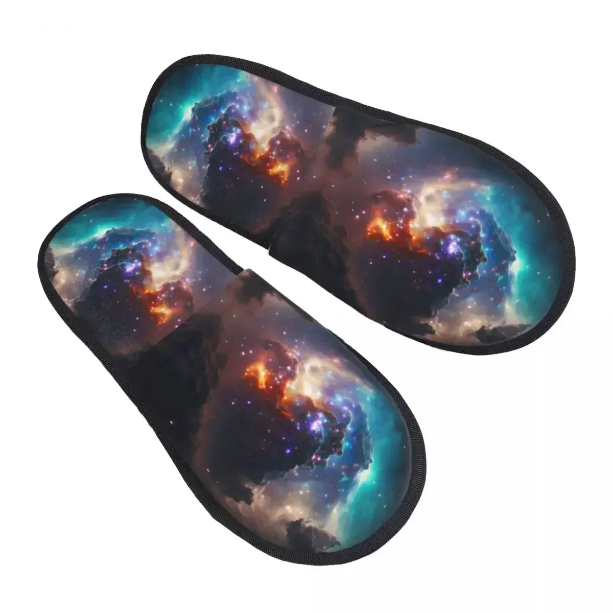 Pantofola di pelliccia per donna uomo moda soffici pantofole invernali calde Nebula con galaxy Space Cosmos House Shoes