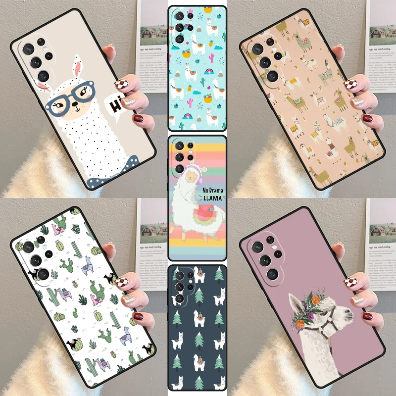 Llama Alpaca pattern Phone Case For Samsung Galaxy S23 S21 S20 FE S24 S22 Ultra Note20 S10 S9 S8 Plus Silicone Cover