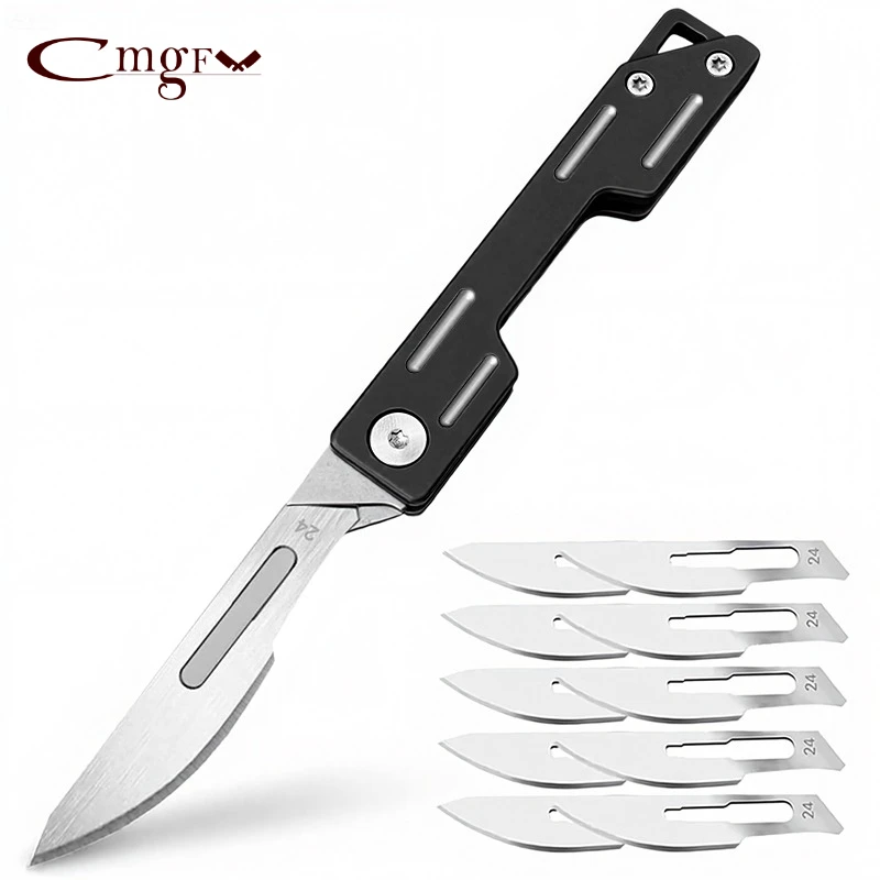 مقبض أسود أداء صغير قابل للطي تكلفة ميكانيكية مشرط سكين طبي قابل للطي EDC سكين جيب تفريغ خارجي #1