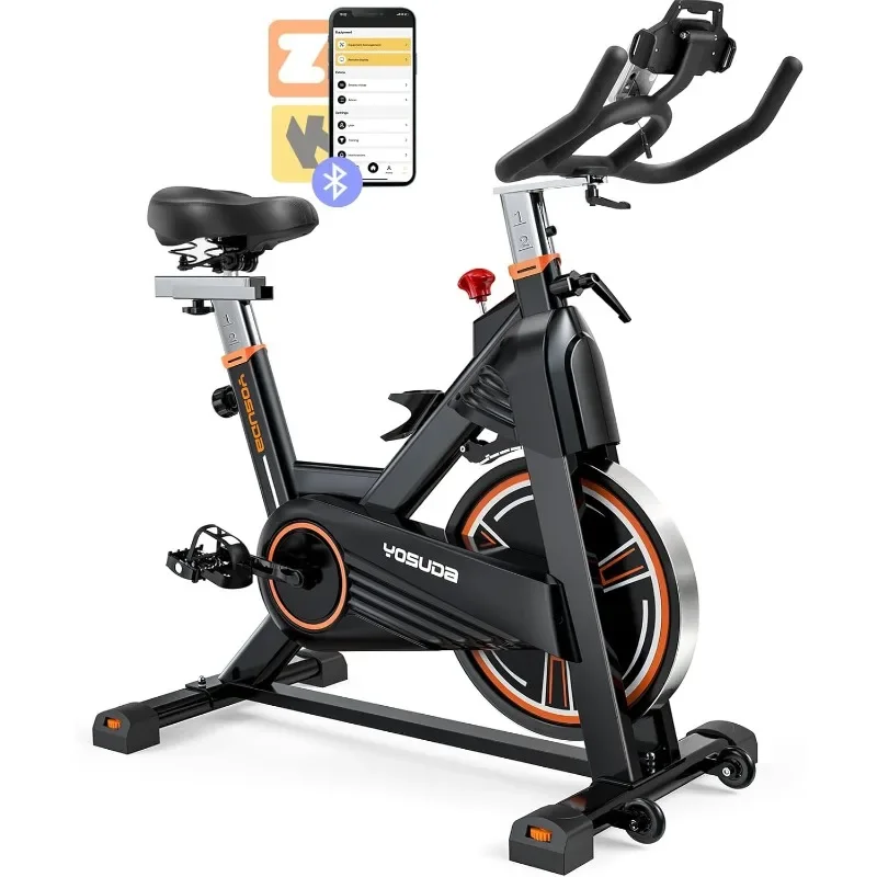 

Magnetic Exercise Bike 350 lbs Weight Capacity - Indoor Cycling Bike Stationary with Comfortable Seat Cushion, Silent Belt Drive