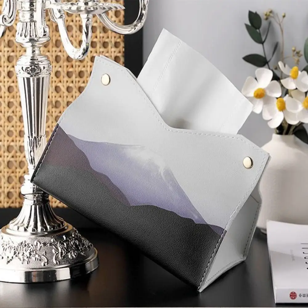 PU Leather Tissue Case High Quality Fuji Mountain Wear-resistant Napkin Holder Waterproof Dirt-proof Paper Towel Box Home