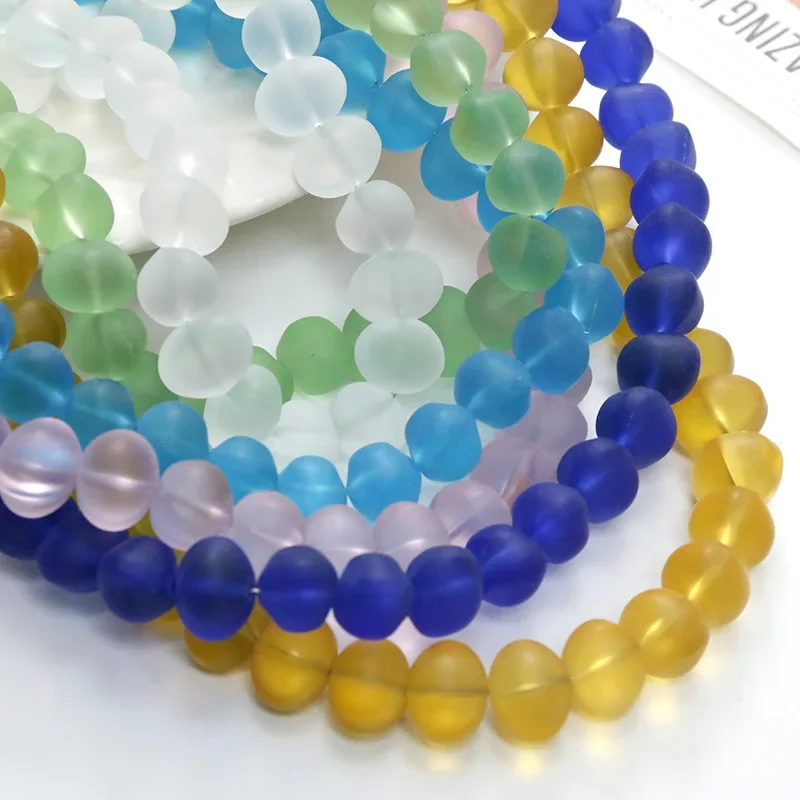 5pcs frosted semi-transparent glass Beads for Jewelry Making DIY Handmade Bracelet Necklace Accessories