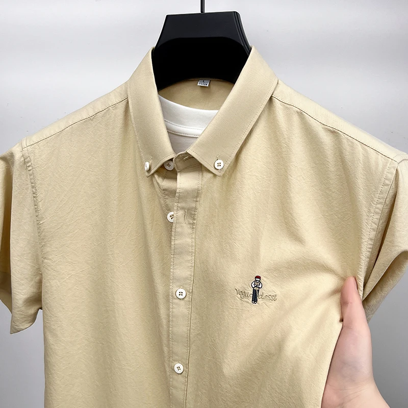 Hot Sale Luxury Brand New Men's Shirt Lapel Cartoon Men Embroid Short Sleeve 100Cotton T-shirt Casual Fashion Trend Menswear Top