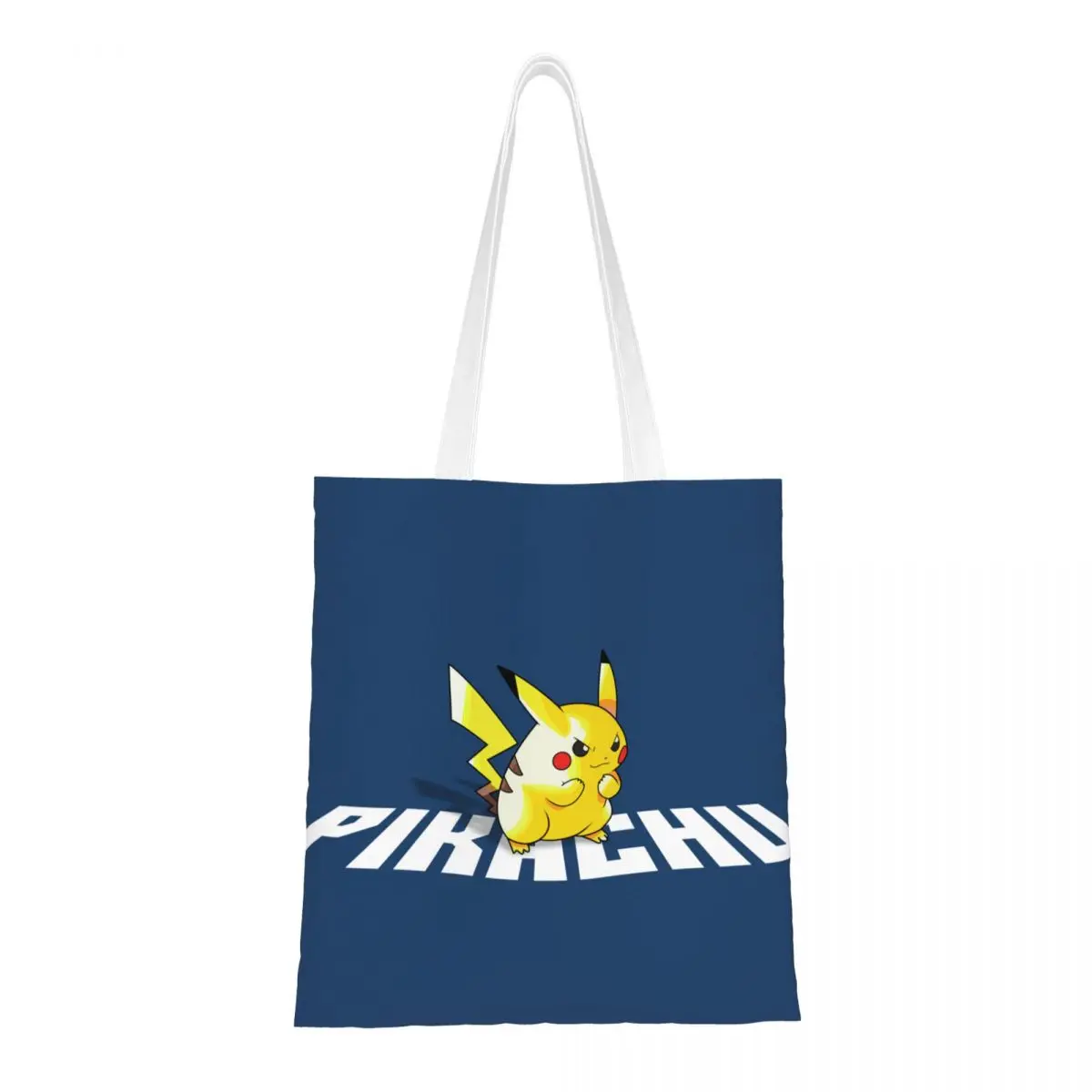 Custom Recycling Cartoon Animation Pokemon Pikachu Shopping Bag Women Shoulder Canvas Tote Bag Portable Groceries Shopper Bags