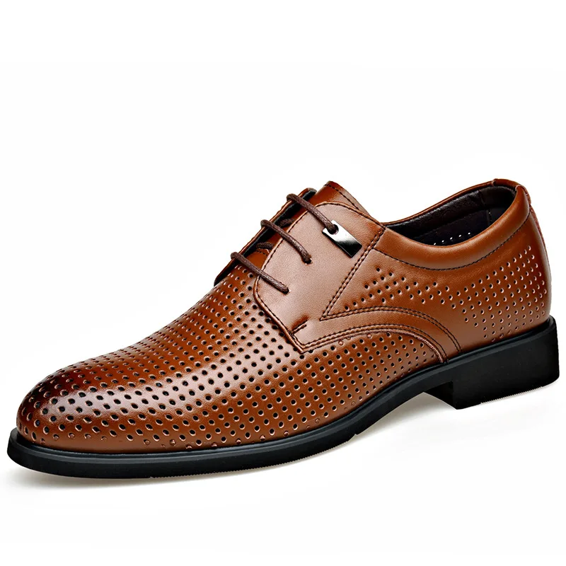 

Summer New Business Breathable Hollow Leather Shoes Men's British Large Size Sandals Korean Casual Fashion Dress Shoes Male