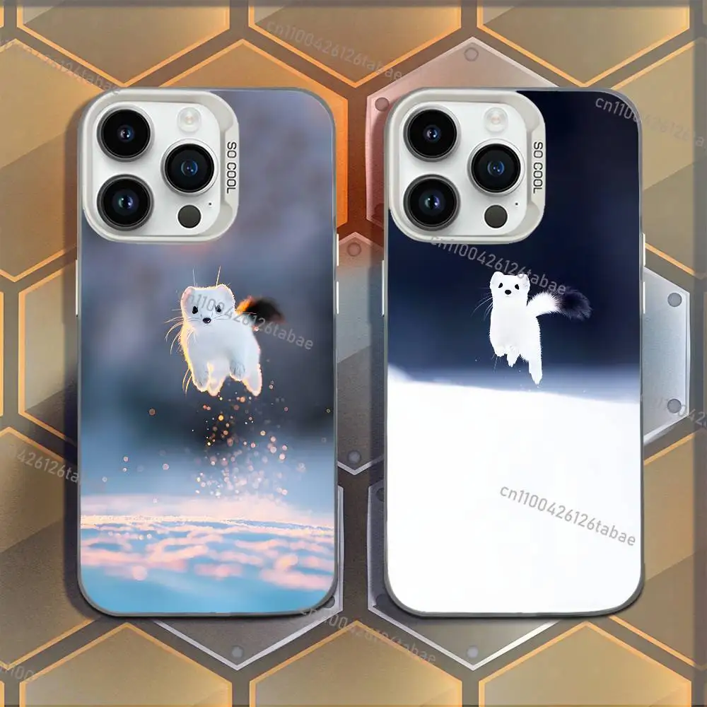 

INS Snow Fox Cute Arts (1) Phone Case For iPhone 17,16,15,14,13,12,11,Mini,Pro,E,MAX White Candy Matte Shockproof Cover