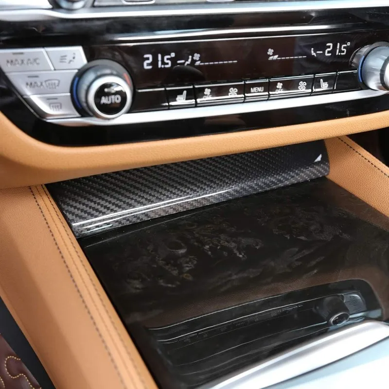 

For BMW 5 Series G30 G38 2018-2021 Accessories Real Carbon Fiber Cup Holder Central Control Cover Trim Up Decoration