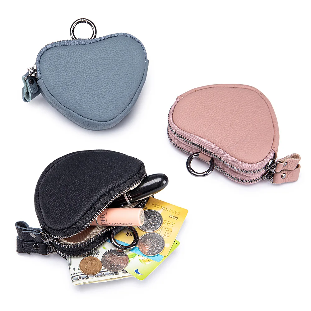 Alirattan Genuine Leather Women's Double Zipper Creative Coin Purse Pendant Storage Bag 2025 New Cowhide Zipper Coin Bag