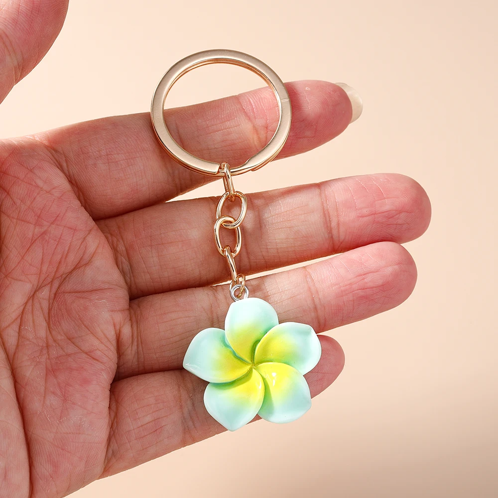 カイカイキキ  Flower key Chain Aihua Cute Resin Hawaiian Flower Charm Keychain Lovely Hibiscus