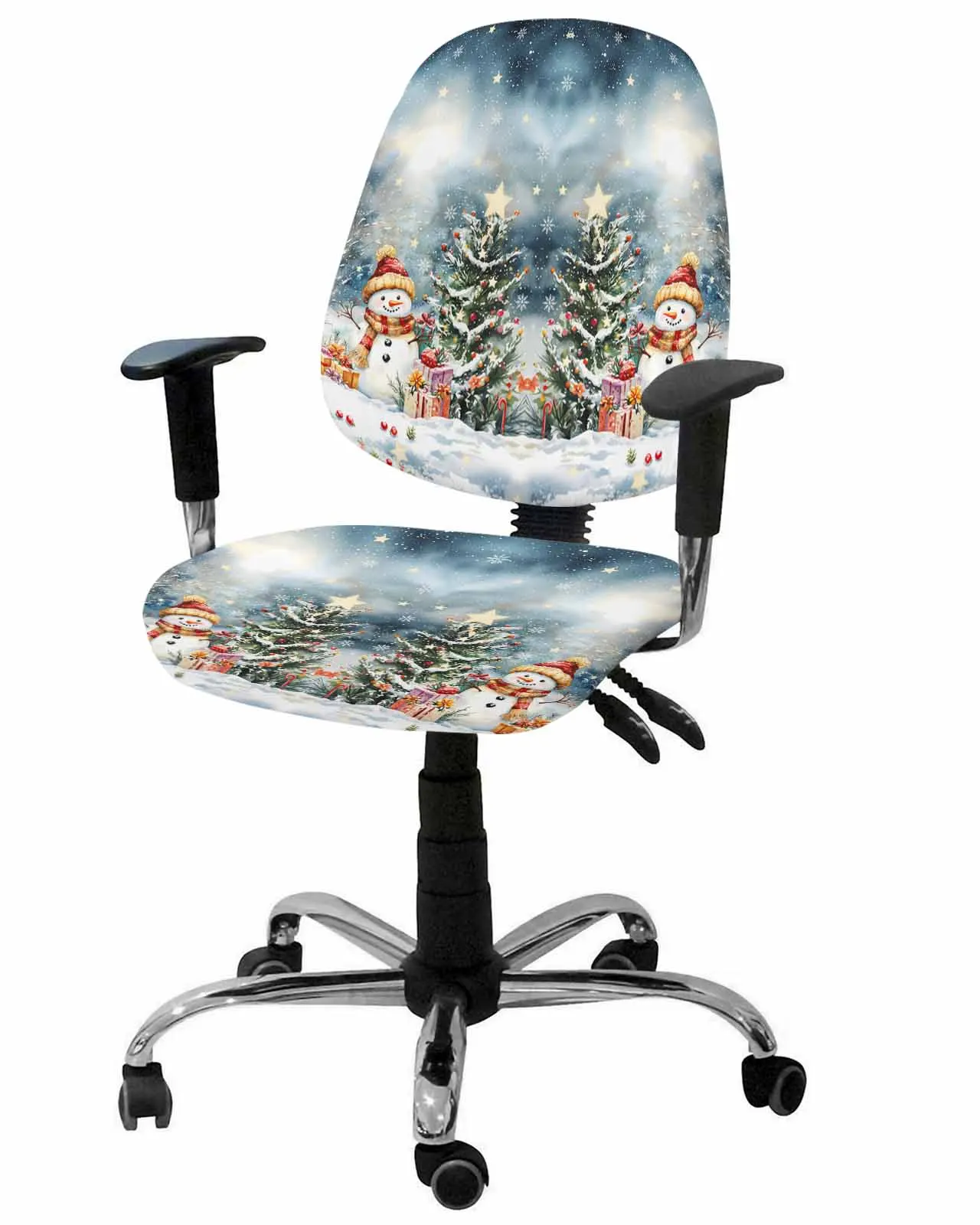 Christmas Snowball Armchair Computer Chair Cover Removable Office Chair Slipcover Split Seat Covers