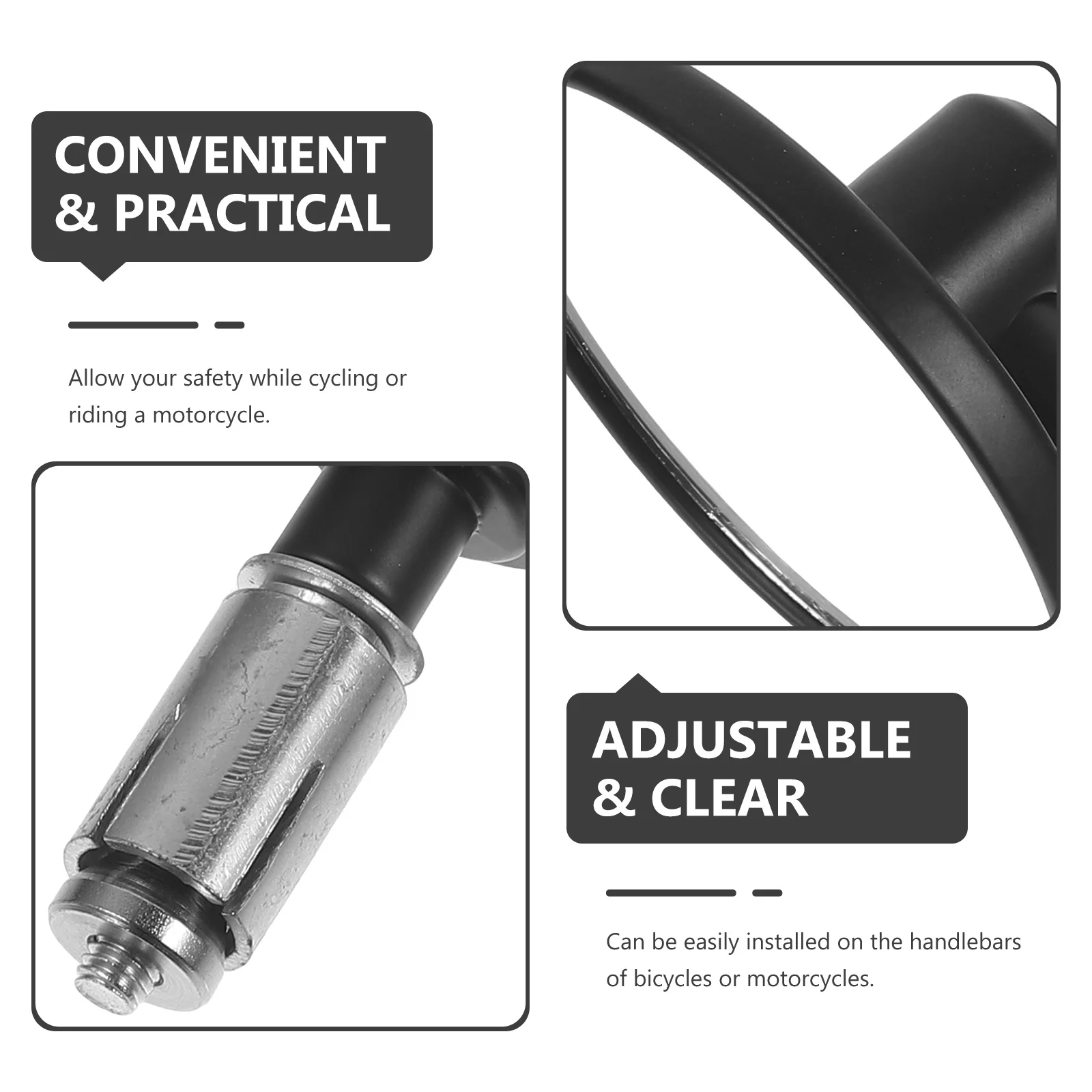 

2Pcs Rearview Mirror Adjustable Bike Motorcycle Handlebar Side Mirrors Clear View Installation Tools Included Bike Side Mirror