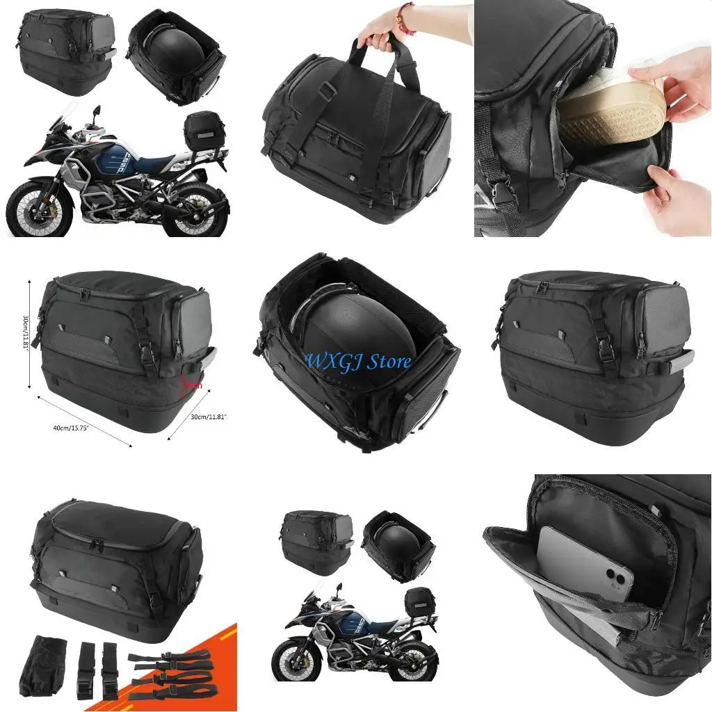 

37JE Waterproof Motorcycle Tail Rack Bag Spacious Storage Versatile & Portable Solution Durable Bag for Adventure Travelers