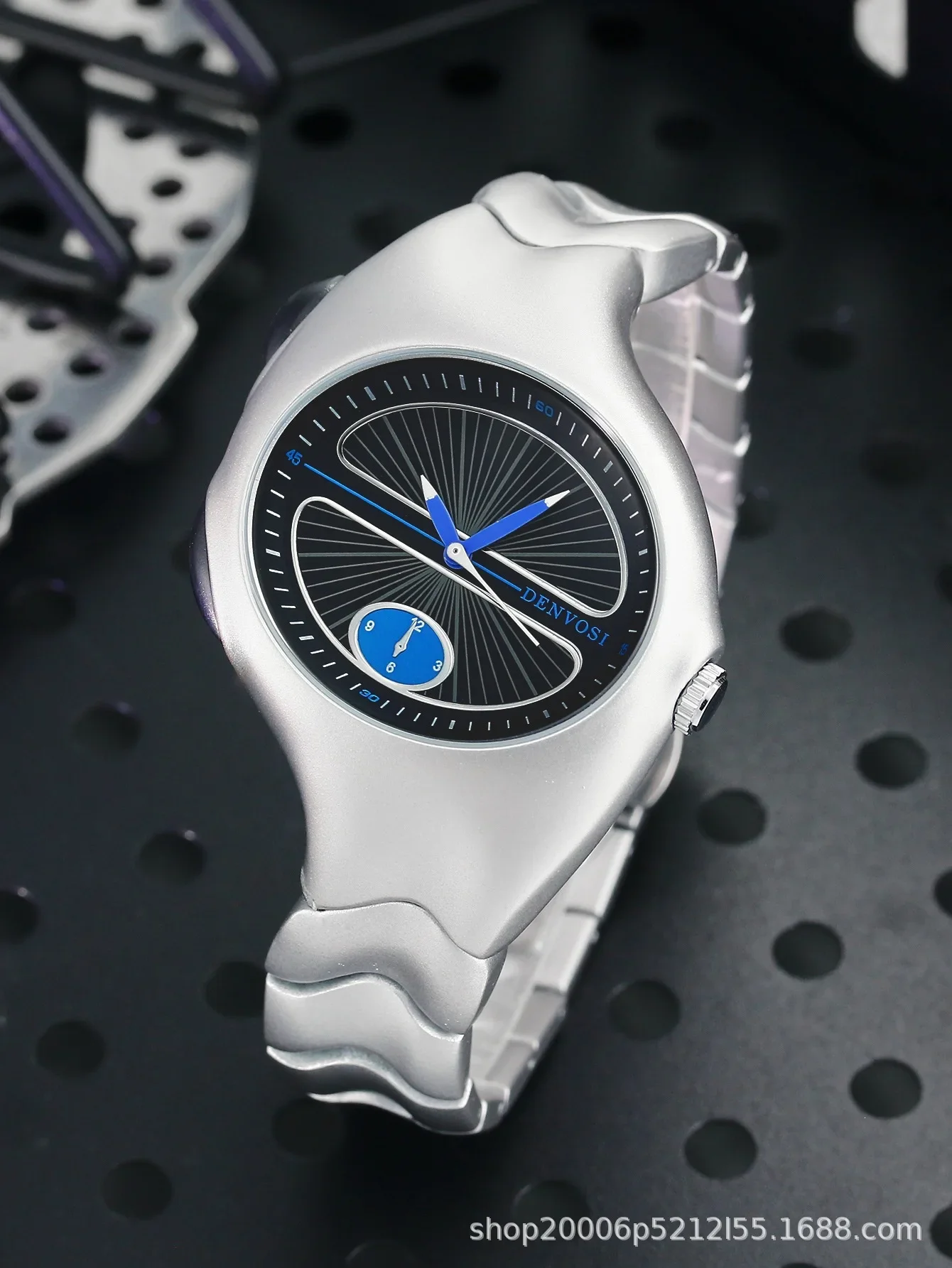 Colored dial Fashion Alien Retro Unique Y2k Decorative Dial Quartz Watch Men Twisted Case Oval Ellipse Special Steel Watch Clock