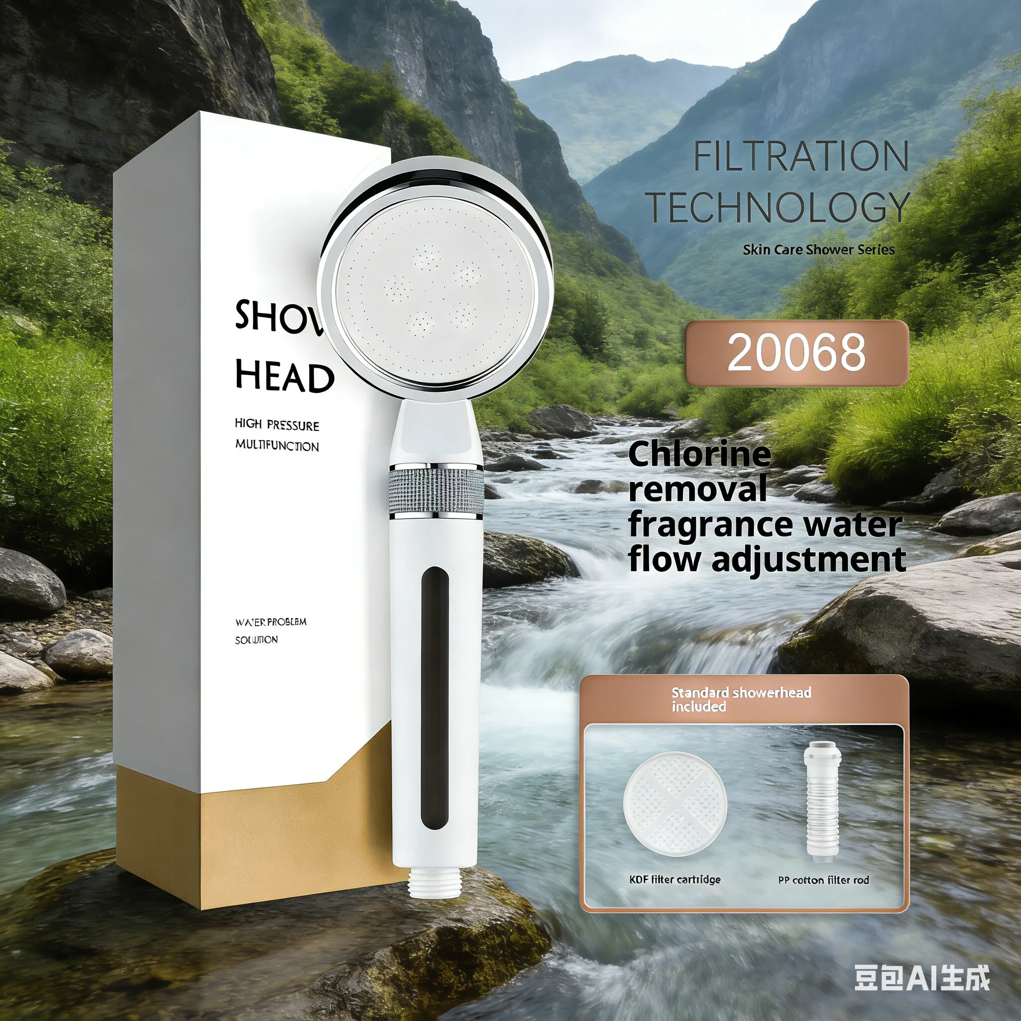 

New Filtered and Pressurized Shower Head, Fragrance Body Wash Set, Water Purifier VC Household Shower Head