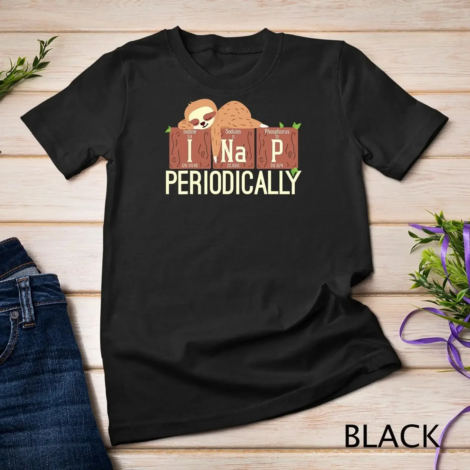 I Nap Periodically Funny Science Lover Sloth T Shirt  vintage Washed designer clothes Soft streetwear Top For Everyday Wear