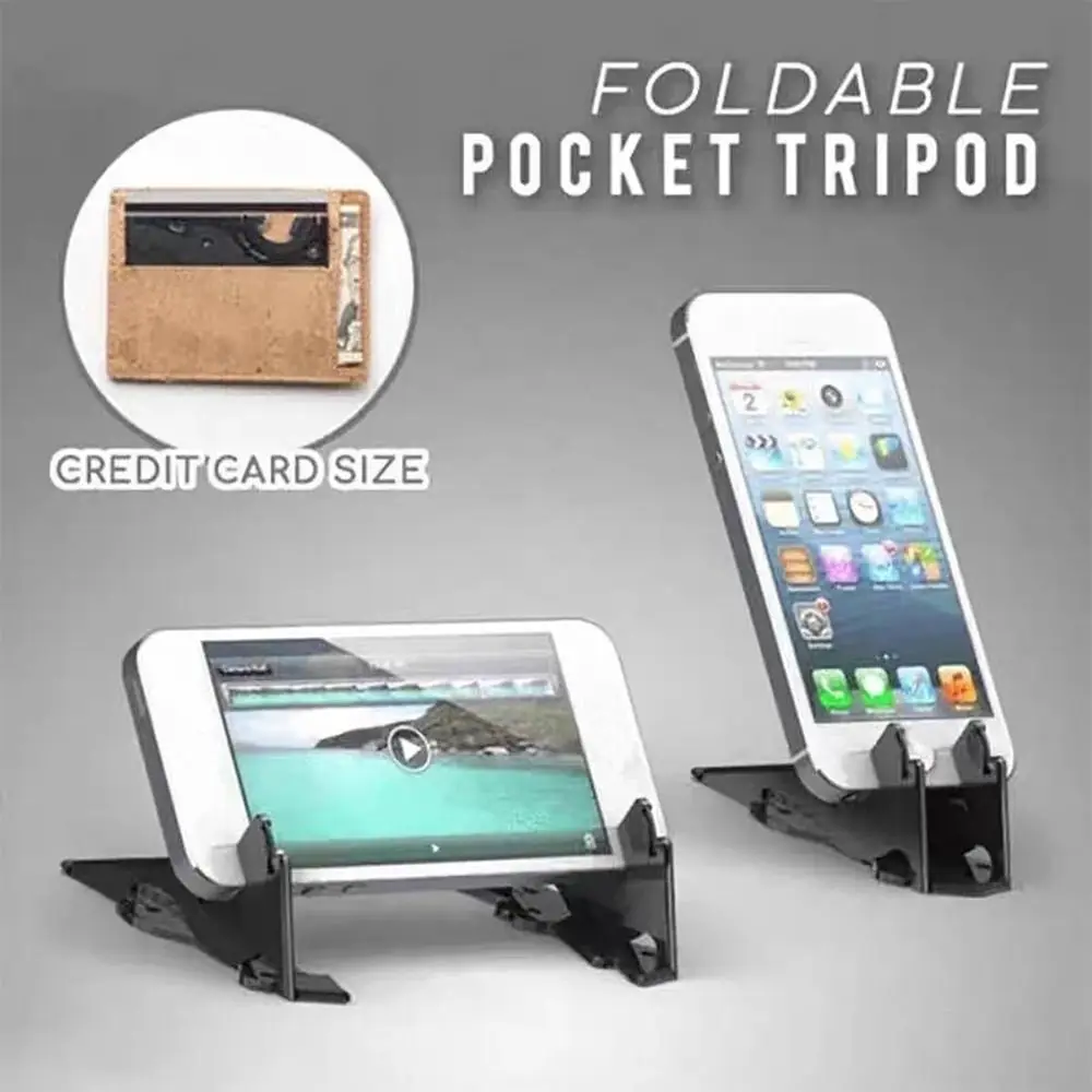 Black Portable Card Phone Holder Desk Accessories Plastic Adjustable Cell Phone Holder Removable Wallet Folding Card