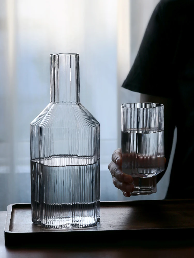 Vertical Glass Water Cup Cold Water Bottle Home Set Simple Modern Cold Water Kettle Coffee Milk Juice Cold Drinking Cup