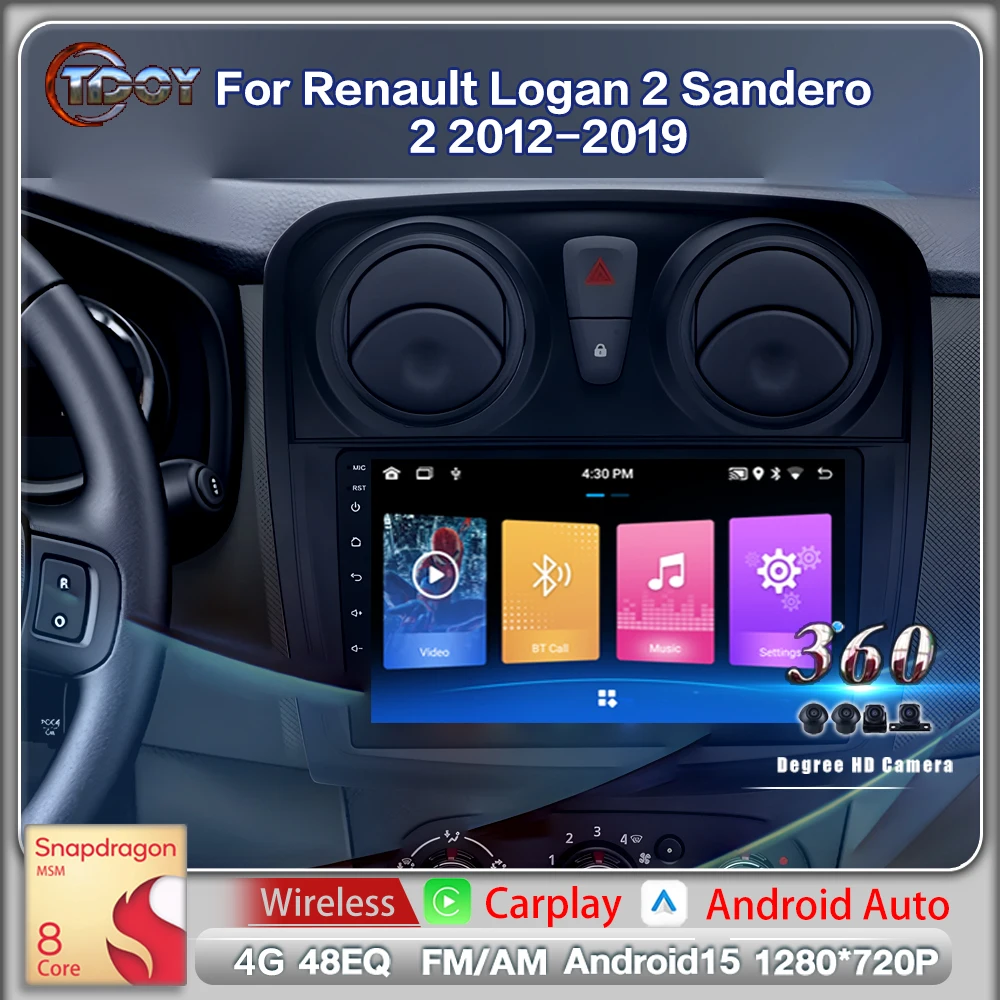 

Car Radio For Renault Logan 2 Sandero 2 2012-2019 Multimedia Player 2Din Android Carplay Android Auto wireless Car Video Stereo