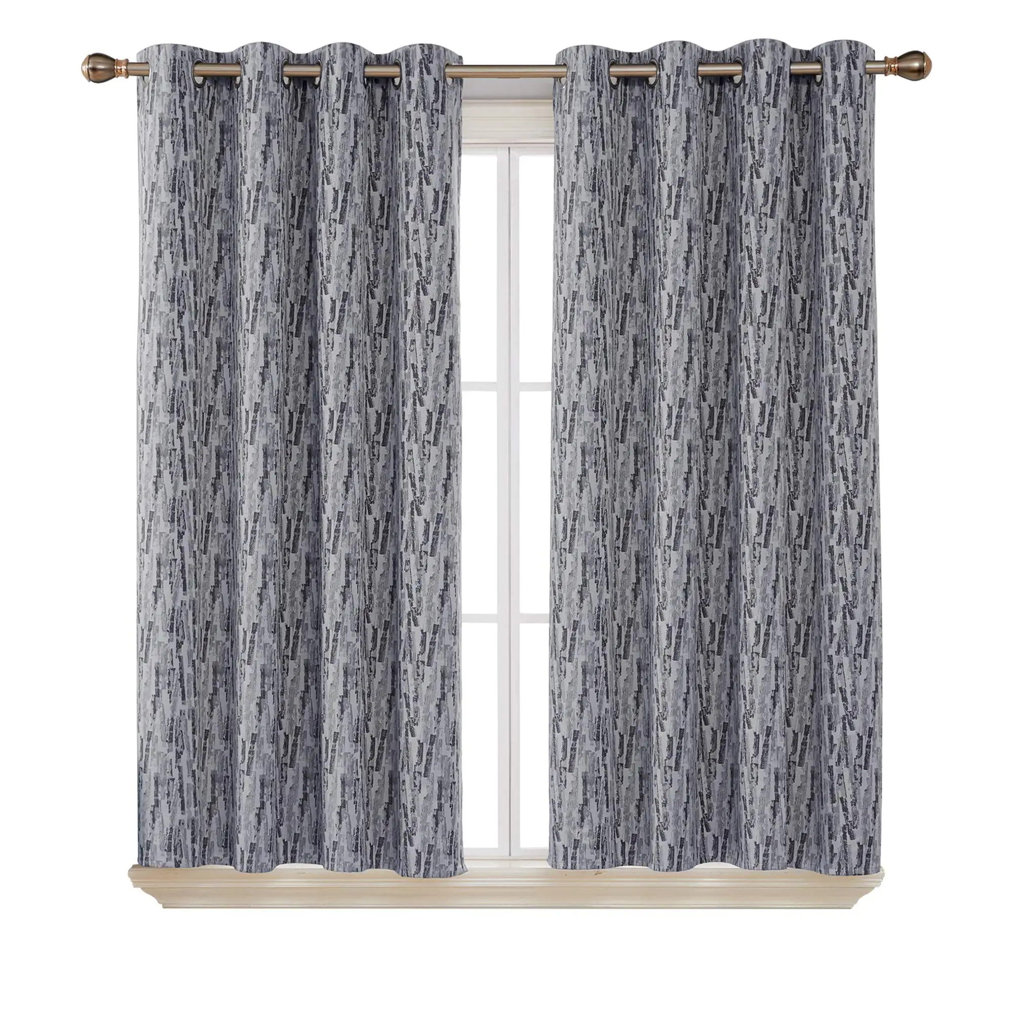 

Deconovo Set of 2 Panels Watercolor Graffiti Foam Coated Blackout Curtains with 8 White Grommets, Room Darkening Window Drapes, No Tiebacks