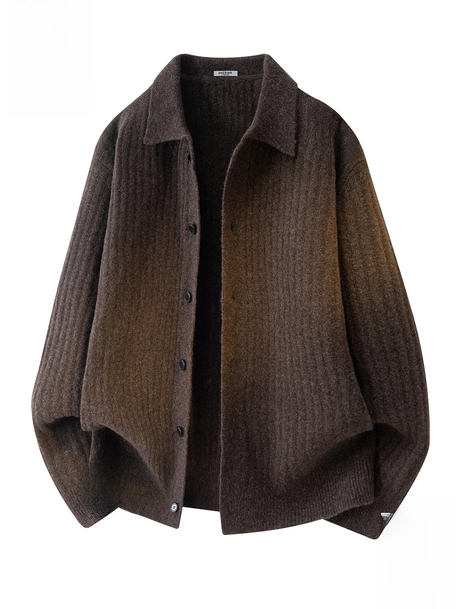 

Мужской теплый повседневный вязаный свитер Paul Frank: свободный крой, удобный, зимний, однотонный, с воротником, длинными рукавами, на пуговицах, модный