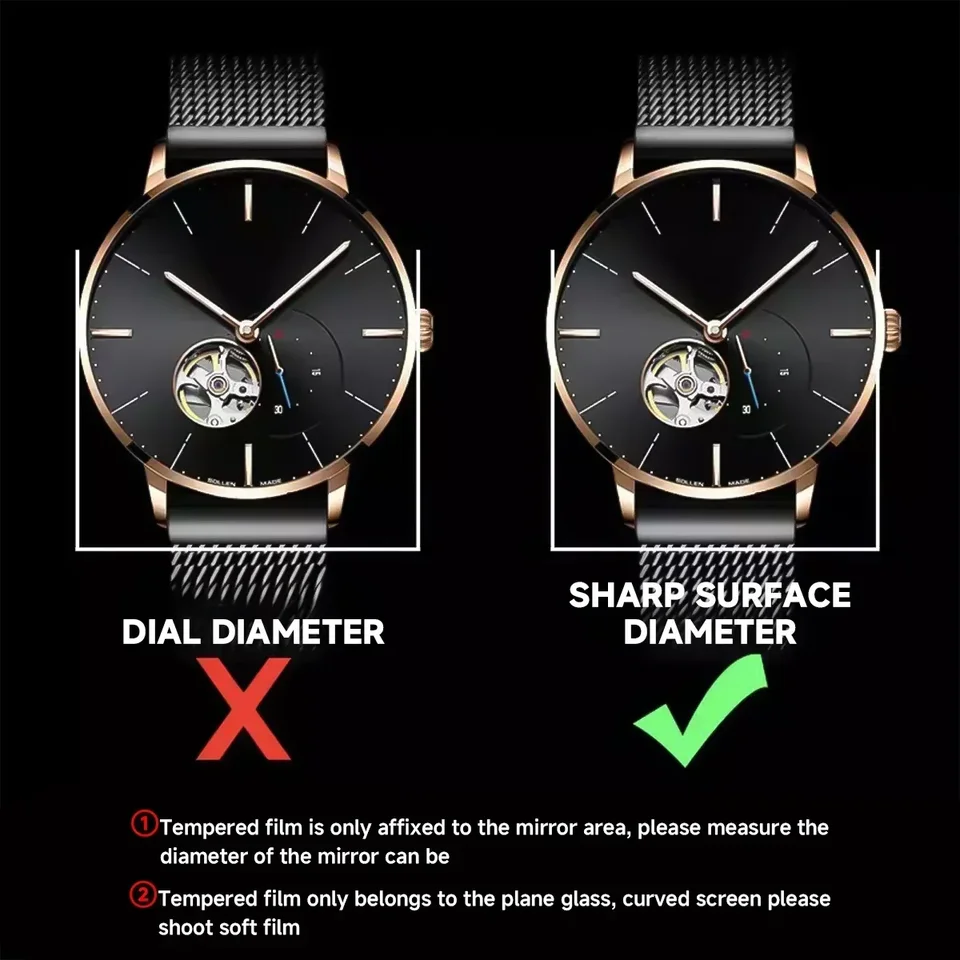 26 46mm Protector de Pantalla de Vidrio Templado Universal para Smartwatch, Película para 28 30 32 38 40 41 42mm Diámetro, 2-5 Piezas, Antirrayas HD Transparente 4