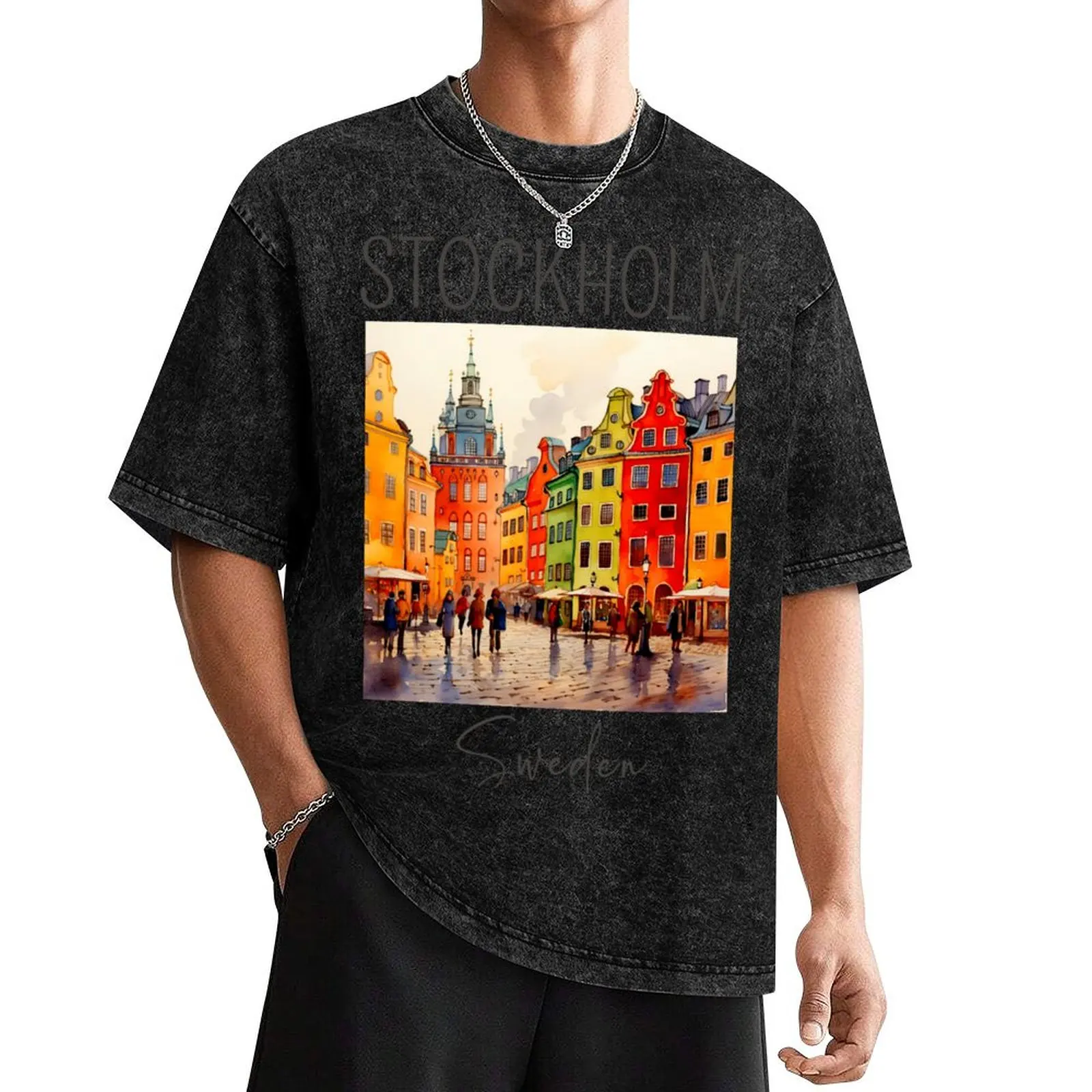 A Watercolor Design of Stockholm - Sweden T-Shirt funny meme t-shirts luxury t-shirt tshirts for men