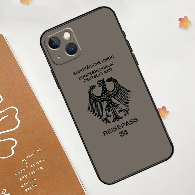 حافظة جواز سفر ألمانية إيطالية فرنسية لهاتف آيفون 17 Air 16 15 14 13 12 11 Pro Max mini 16e 15 16 Plus Funda غطاء سيليكون #6