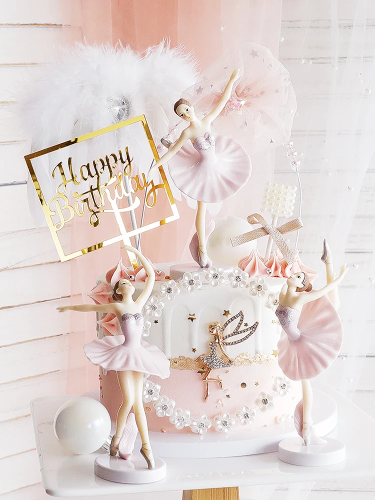 Ballerina Meisje Taart Decoratie Roze Witte Haarbal Ballon Taart Toppers Bruiloft Verjaardagsfeestje Decor Kinderen Geven De Voorkeur Aan Bakken