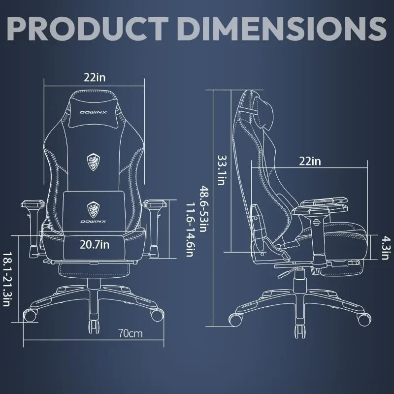 Big and Tall Gaming Chair with 4D Armrest and Footrest, High Backrest Office Game Chair, Pu Leather Ergonomic Computer Chair