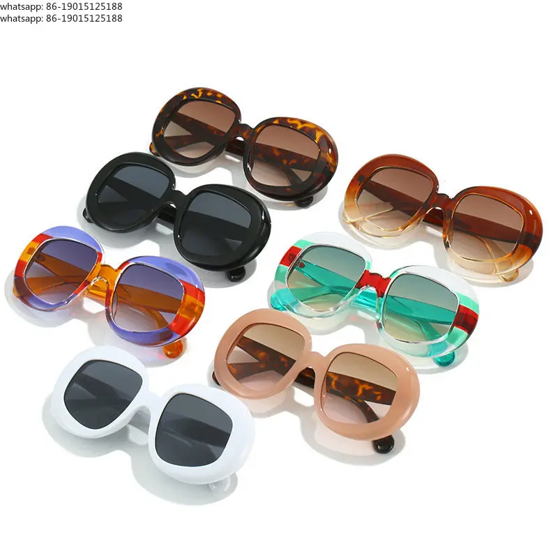 

2026 New fashionable sunglasses, European and American contrasting color oval irregular hip-hop sunglasses for women