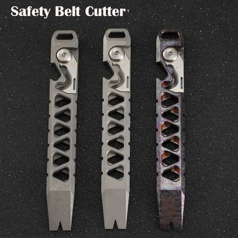 Titanium EDC Crowbar Portable Bottle Opener Pry Bar Safety Belt Cutter Outdoor Camping Gear Multifunction Tools Hiking