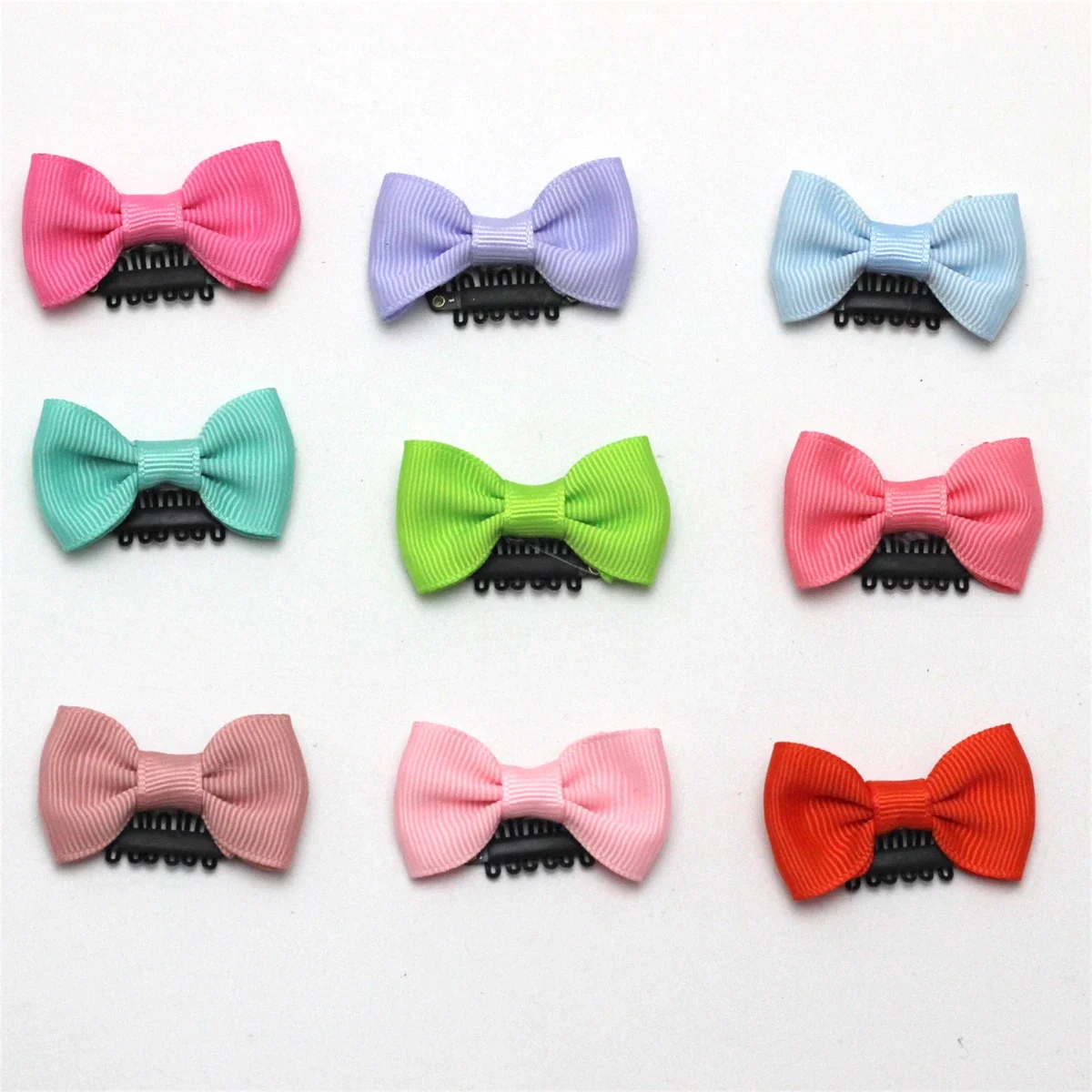 12pcs/lot Girls Small Hair Clip Baby ribbon Hair Pins Infant kids Fine Wispy baby girl Hair Mini Latch Wisp Clip Newborn Hairbow