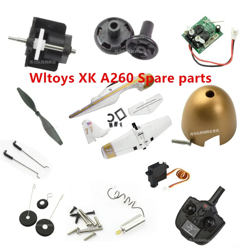 

Wltoys XK A260 F8F RC Airplaner запасные части, группа снижения двигателя, посадочное шасси пропеллера, приемная плата, серводвигатель, стальная проволока и т. д.