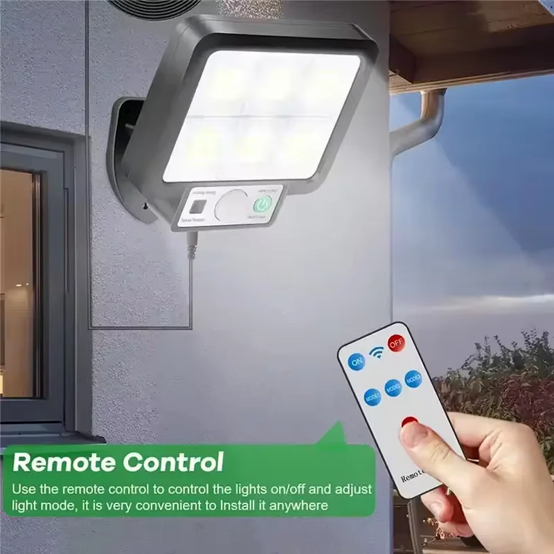 Солнечные светодиодные фонари, уличный водонепроницаемый датчик движения, 3 режима, 72COB, солнечный настенный светильник, уличный сад, крыльцо, гаражный светильник