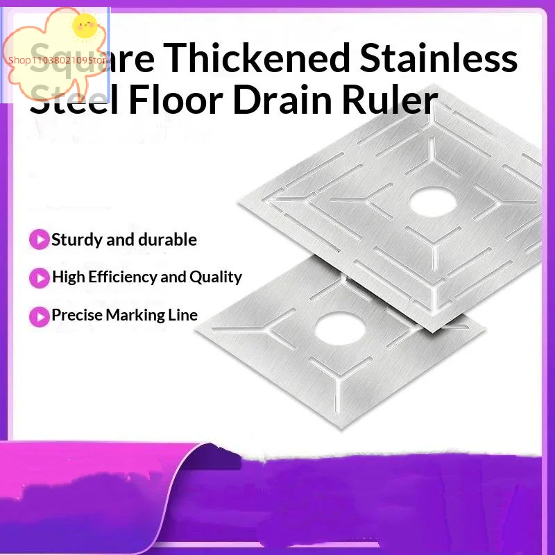 【HT】Floor Drain Ruler Professional Angle Measuring Tool Rust Resistant Portable for Home Construction Tiling DIY Renovation Use