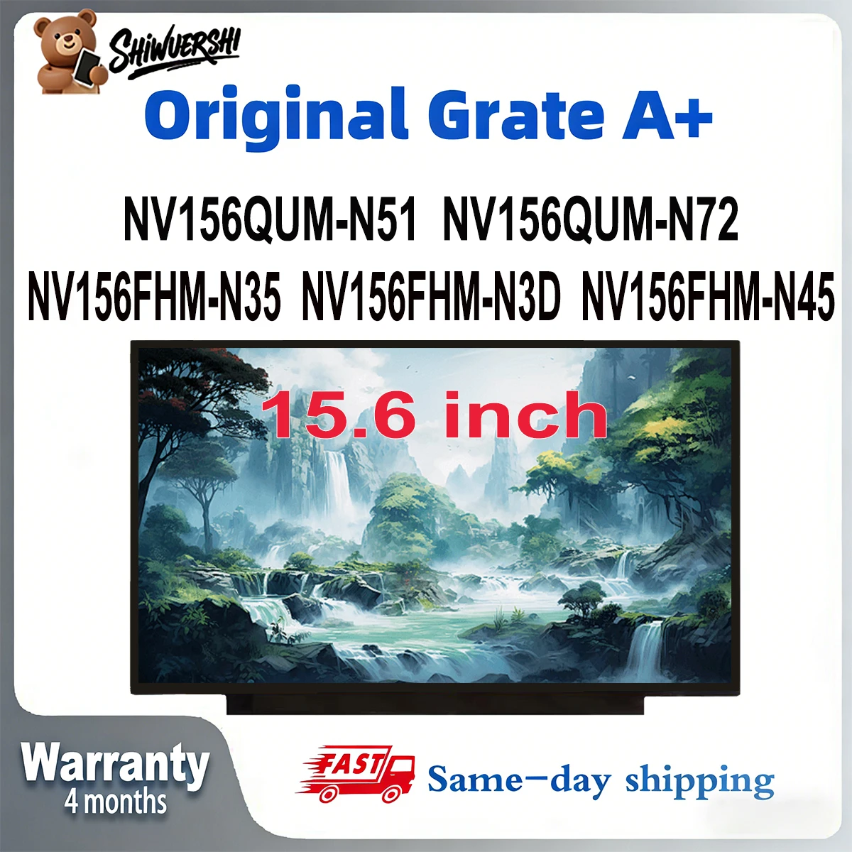 

15.6" Wholesale Laptop Lcd Screen Monitor Panel Slim NV156QUM-N51 NV156QUM-N72 NV156FHM-N35 NV156FHM-N3D NV156FHM-N45 60Hz