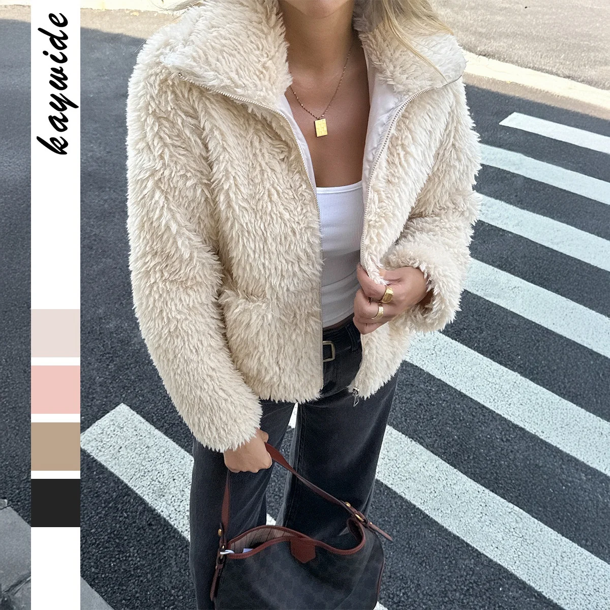 

Mat Women's Long Fur Coat Casual Sle Polyester Fiber 95% Other Materials 5% Autumn Season Ladies' Faion Outerwear