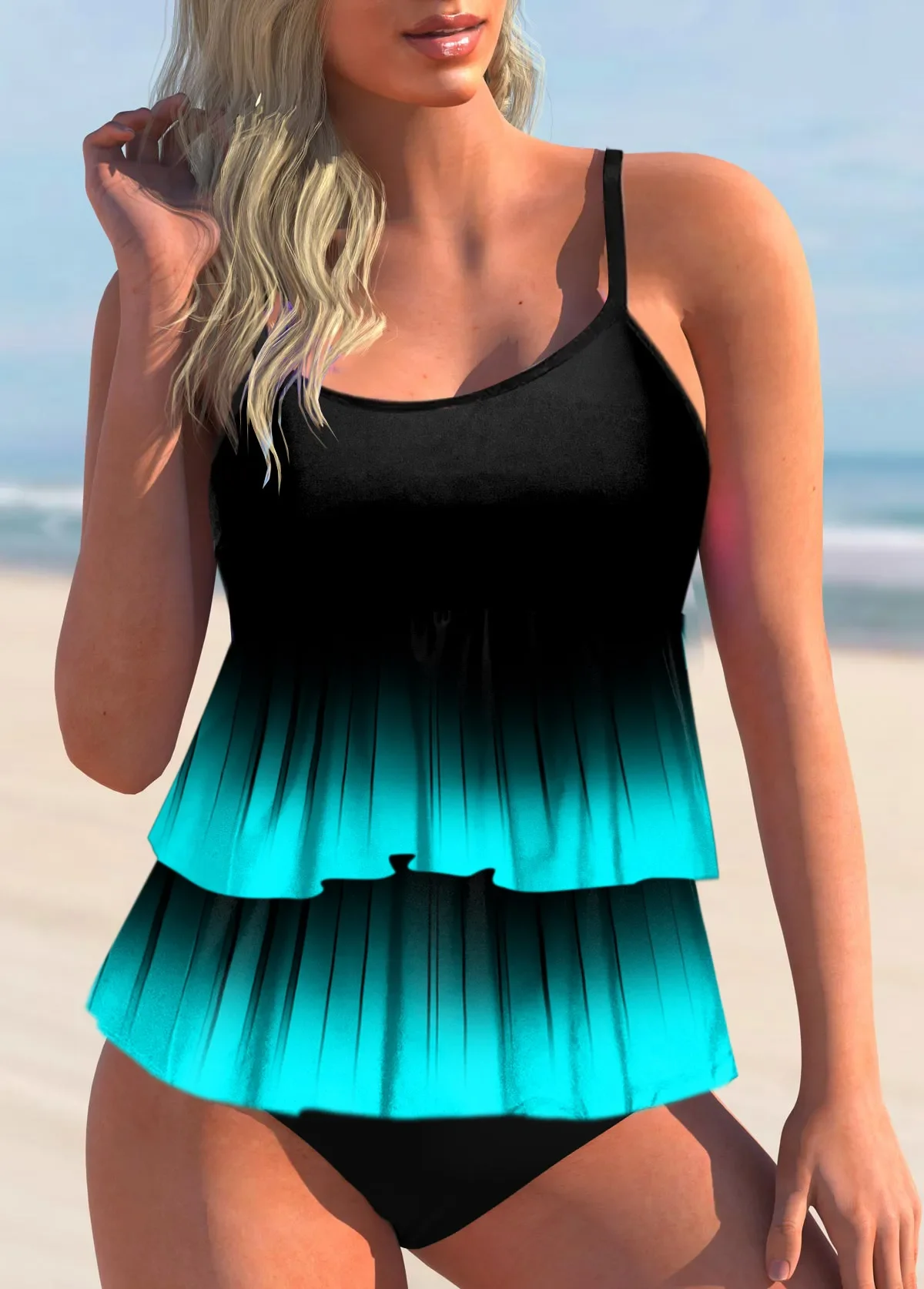 

Tropical Print Fashion Two Piece Set Tankini, Summer Sexy Bikini Swimsuits, Women's Swimwear & Clothing Beachwear