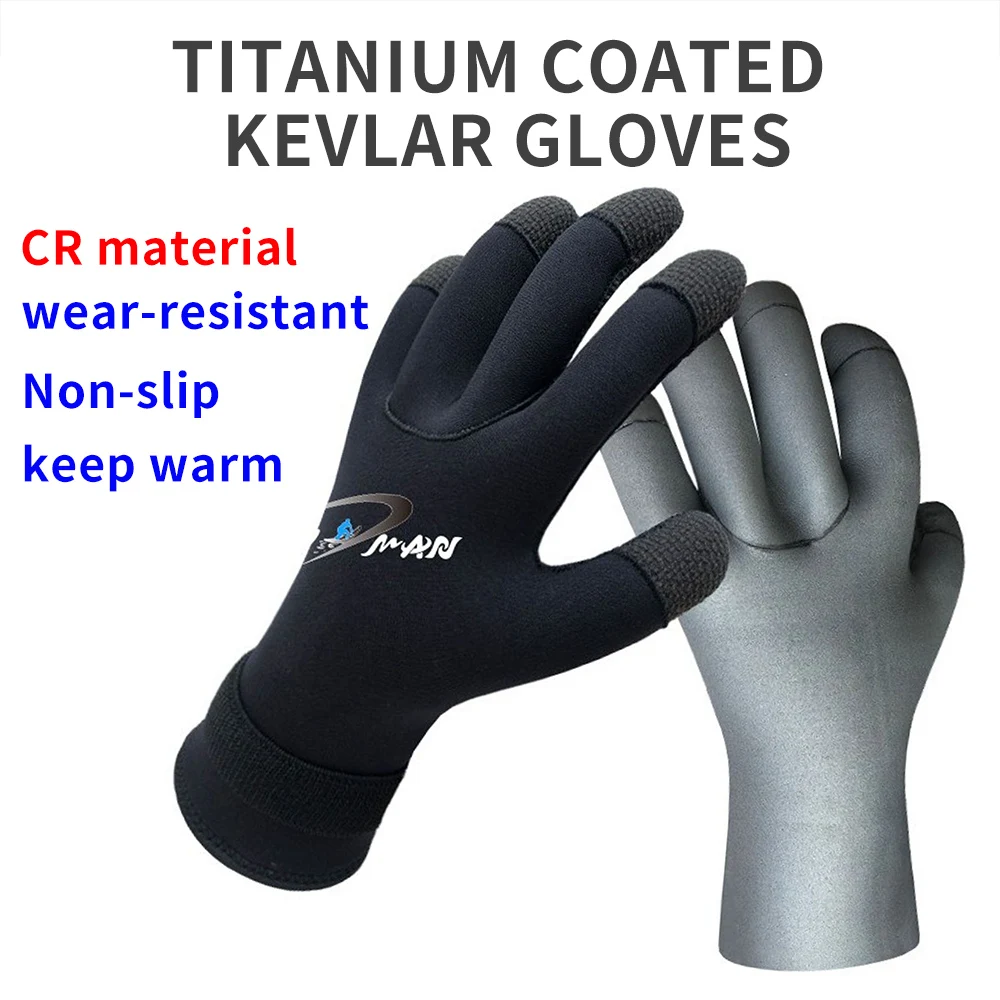 Men Women 5mm7mm Neoprene Kevlar Coated Winter Swimming Warm Non-slip Wear-resistant Outdoor Water Sports Fishing Diving Gloves