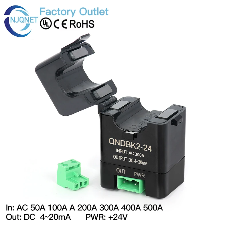 420mA Split Core Current Transmitter QNDBK2-24 AC 50A 100A 20A 30A ct Clamp Current Transformer Current Sensor 4 20mA