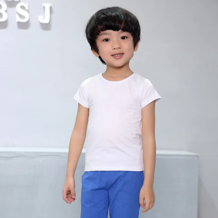 Classic Simple Style O-neck Boy Black and White T-Shirt /Children's Bottom Shirt 3460