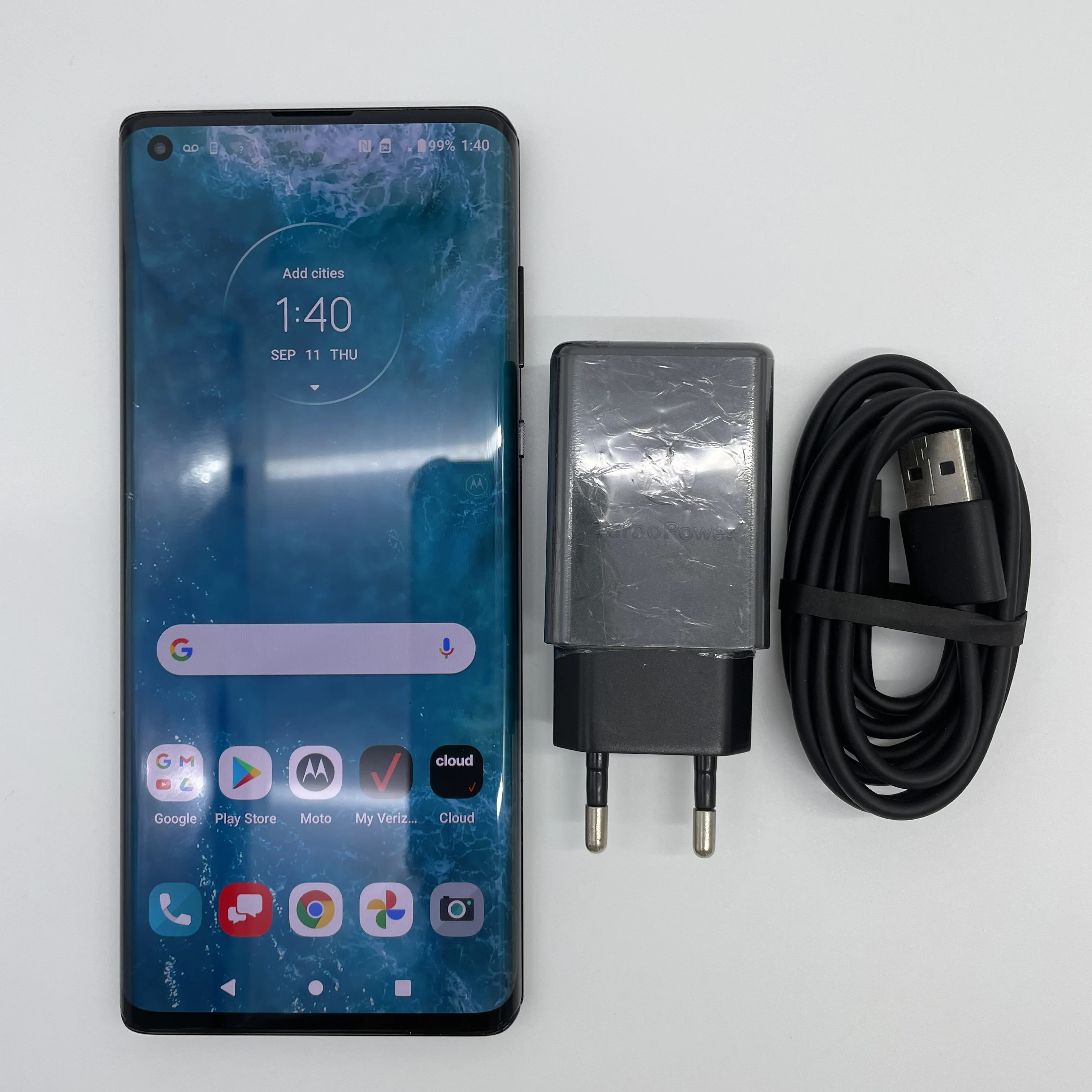 الأصلي مقفول Motorola Edge + (2020) XT2061 6.7 "5000mAh12GB RAM مكبر الصوت شحن سريع الهاتف المحمول في حالة جيدة