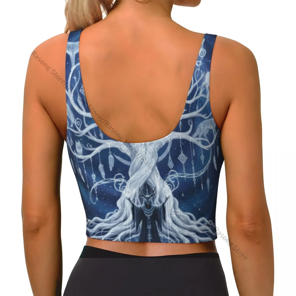Women Sexy Sports Vest Magic Tree With Man And Deer In The Forest Female Streetwear Sport Lingerie Tee Crop Top