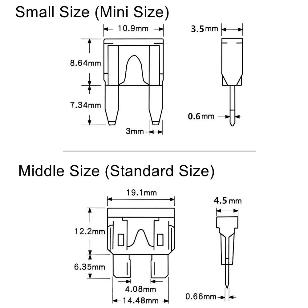 300/100 Pcs Assortment Automotive Fuses Middle Mini Type Blade Fuse 2A/3A/5A/7.5A/10A/15A/20A/25A/30A/35A/40A