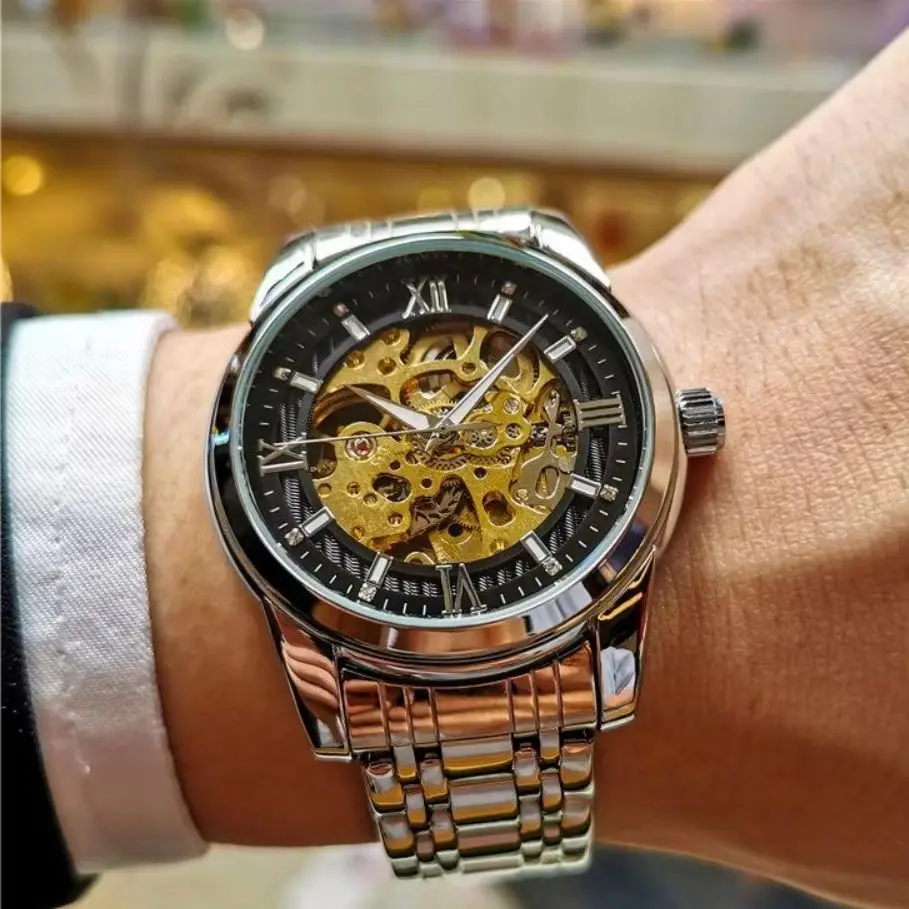 

New High-End Luxury Skeleton Tourbillon Automatic Mechanical Men's Watch, High-End Fashion Waterproof Luminous Double-Sided Skeleton Trendy Luxury Business Casual Wristwatch