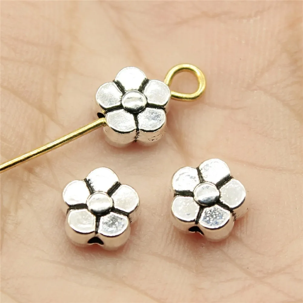 WYSIWYG 20pcs 6x6x3mm 2 Colors Flower Small Hole Spacers Beads Pendant For DIY Jewelry Making Handmade Jewelry Craft Findings