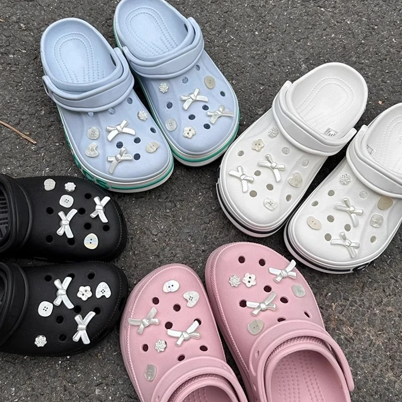 Fresh 12PCS Bowknot DIY Shoe Accessories Removable Shoe Decorations for Sandals And Garden Shoes Fashionable Holiday Gift