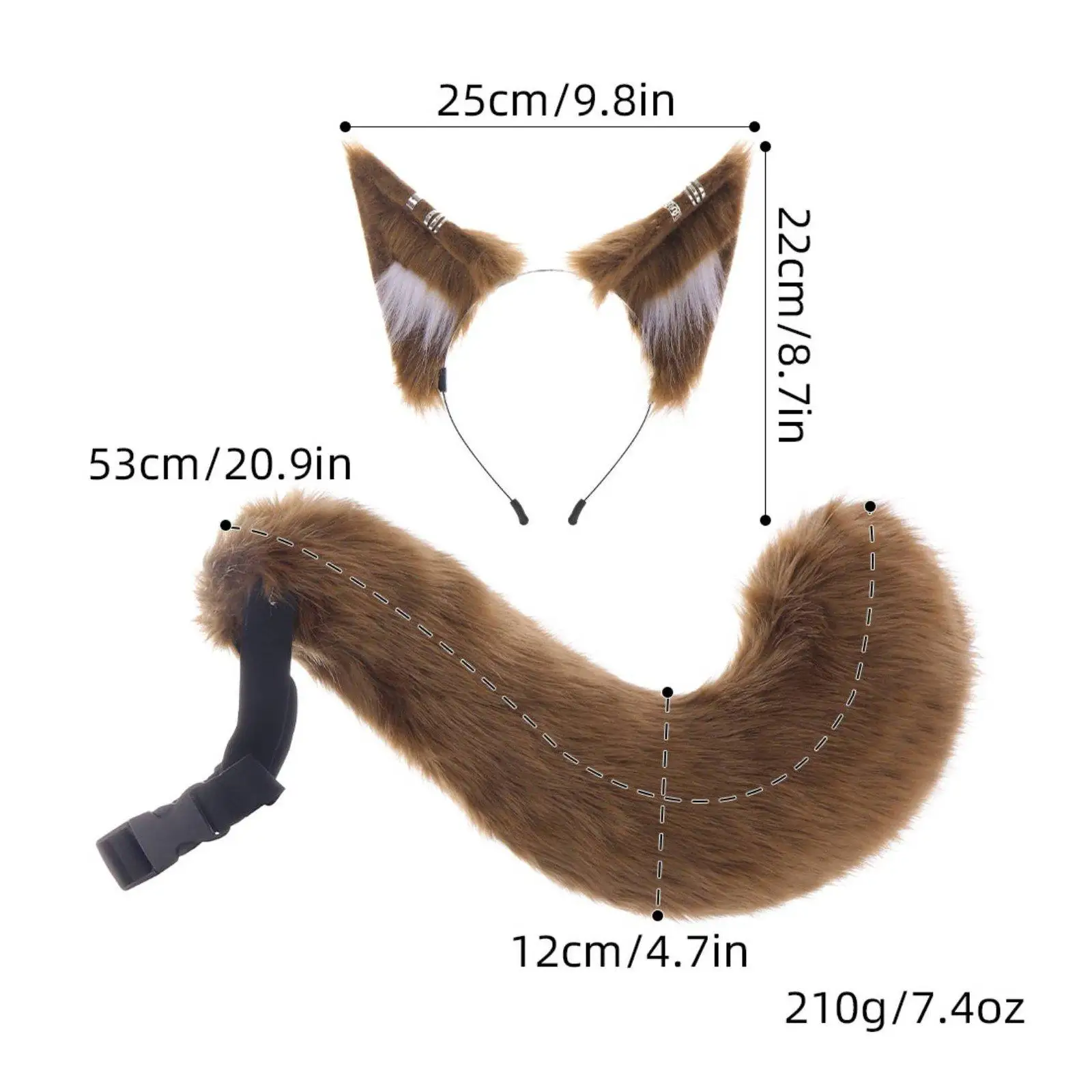 Furry Wolf Ear Role Play Headband Tail Set for Adult Carnival Costume Halloween Animal Cosplay Accessory